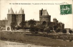 La POSTAL de la VENDIMIA el ISCED de la opinión de Carcasona del este lleva la torre de Narbonnese del Hacienda
