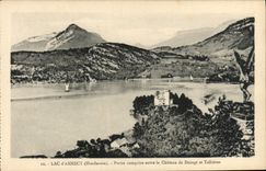 Lago DAnnecy de la POSTAL de la VENDIMIA a la izquierda mentido entre el castillo Duingt y Talloires
