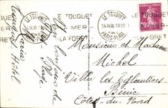 VINTAGE POSTCARD Touquet Paris Beach the swimming pool the dam walk and its villas