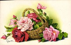 CPA Fantaisie Fleurs Roses