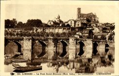 VINTAGE POSTCARD Limoges the Holy Bridge Etienne the cathedral Abbessaille