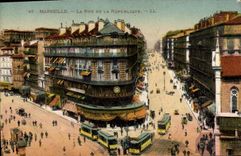 CPA Marseille La Rue De La Republique Tramway