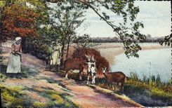 MODERN CARD Fantasy Woman Normandy Goat