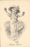 VINTAGE POSTCARD Fantasy Child Merry Easter Lamb Sheep