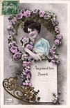VINTAGE POSTCARD Fantasy Woman Sainte Marie