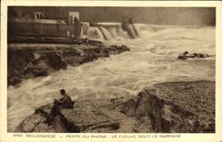 VINTAGE POSTCARD Bellegarde Loss of the Rhone the river under the stopping