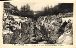 VINTAGE POSTCARD Bellegarde Falls of the loss of the Rhone and bridge of Lucay
