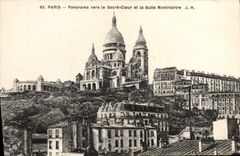 VINTAGE POSTCARD Paris Panorama towards the Sacring Heart and the Hillock Montmartre J H