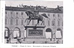 VINTAGE POSTCARD Torino Piazza S Carlo Monumento has Emanuele Filiberto