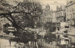 POSTAL Metz de la VENDIMIA el Mosela con el puente de Moreau