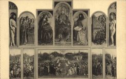 VINTAGE POSTCARD Ghent Church Saint Bavon Table Triumph of the Lamb Hubert Jean Van Dyck