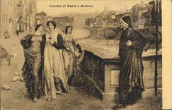 VINTAGE POSTCARD Incontro di Dante E Beatrice
