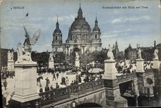 VINTAGE POSTCARD Berlin Schlossbrucke put Blick auf Dom