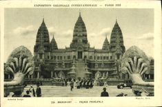 VINTAGE POSTCARD Paris Fair colonial International 1931 Angkor Vat principal Frontage