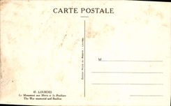 VINTAGE POSTCARD Heavy the War memorial and the Basilica