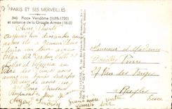 MODERN CARD Paris And Its Wonders Place Vendome and column of the Large army