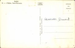 CPM Paris L'Eglise Saint Germain