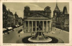 VINTAGE POSTCARD Aachen Theater MIT Kaiser Wilhelm Denkmal