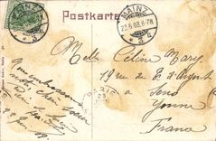 VINTAGE POSTCARD Gruss aus Mainz Bahnhofplatz