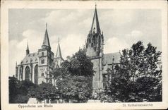 VINTAGE POSTCARD Oppenheim amndt Rhein St Katharinenkirche