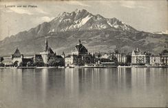 VINTAGE POSTCARD Luzern Und Der Pilatus Boat