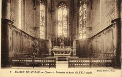 VINTAGE POSTCARD Church De Mozac Chorus Woodworks and Furnace bridge of 17th