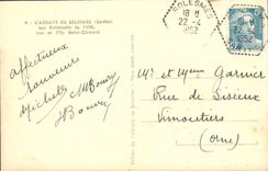 VINTAGE POSTCARD the abbey of Solesmes buildings of 1896 seen island Saint Clement