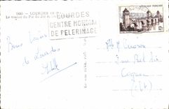 VINTAGE POSTCARD Heavy the viaduct of the Peak of Jer and the Pyrenees