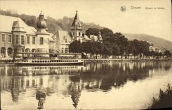 VINTAGE POSTCARD Dining Departure on the Boat