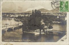 VINTAGE POSTCARD Geneva Island Rousseau
