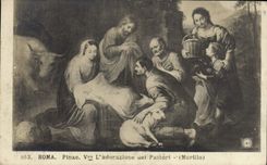 VINTAGE POSTCARD Roma Pinac Seen the adorazione Del Pastori Murillo