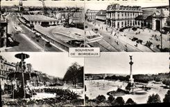 MODERN CARD Souvenir Of Bordeaux Terrasse of the Quincunxes Train station of St Jean Allees from Tourny Places Quincunxes Of Gironde