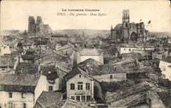 VINTAGE POSTCARD Toul View Two Churches