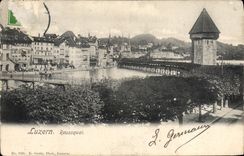 VINTAGE POSTCARD Luzern Reussquai