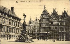 CPA Anvers Grand Place Et Monument Brabo