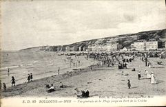 CPA Boulogne Sur Mer Vue Generale De La Plage Jusque Au Fort De la Creche