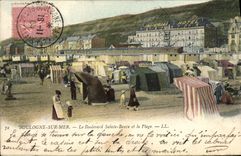 VINTAGE POSTCARD Boulogne On Sea the boulevard Sainte Beuve and the beach