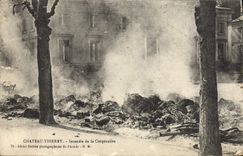 VINTAGE POSTCARD Thierry Castle Sets fire to Co-operative