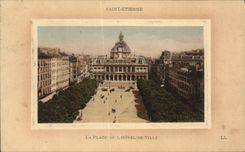 VINTAGE POSTCARD Holy Etienne the Place of the Town hall
