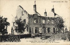 VINTAGE POSTCARD Campagne of 1914 a Belgian castle sets fire to by German Militaria