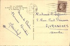 VINTAGE POSTCARD Heavy St Michel the Cross of Breton and the Basilica