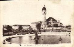 VINTAGE POSTCARD Limoges the new station Limoges Benedictines