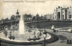VINTAGE POSTCARD Brussels Fair of 1910 Sight Of the Gardens and the Basins