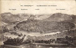 VINTAGE POSTCARD Besancon View as the crow flies Strong Bregille Montfaucon Citadel Strong Chaudanne