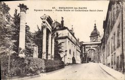VINTAGE POSTCARD Besancon Les Bains Castan Public garden Carries black and cathedral Saint Jean