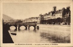 VINTAGE POSTCARD Besancon Les Bains the Quays Bridge Beating the Madeleine