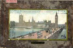 El puente de Westminster de la POSTAL de la VENDIMIA tiene el parlamento Londres de las casas apagado