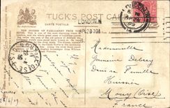 El puente de Westminster de la POSTAL de la VENDIMIA tiene el parlamento Londres de las casas apagado