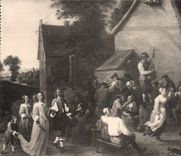 VINTAGE POSTCARD Museum Of Brussels David Teniers the village fair