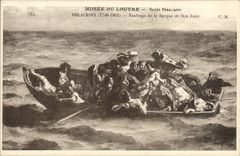 VINTAGE POSTCARD Museum Of Louvre Delacroix Shipwreck of the boat of Don Juan